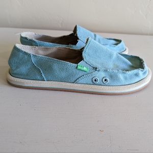 🔥Sanuk Mineral Blue 'Donna' Hemp Sidewalk Surfer Flat Slip on Shoes